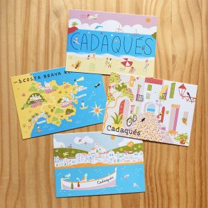 Col·lecció de 9 postals il·lustrades de la Costa Brava